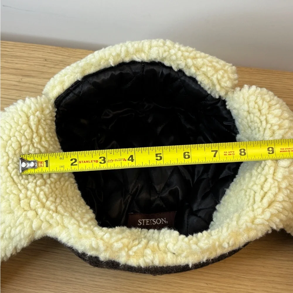 Stetson Plaid Brown and Cream Faux Sherpa Trapper‎ Hat Large